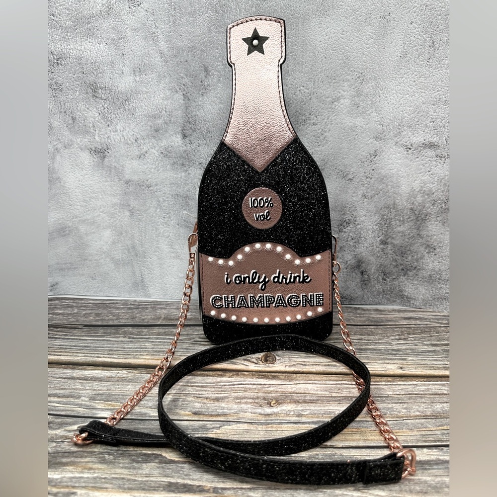 Skinny Dip Champagne Bottle Crossbody Bag New Years Celebration Sparkle 2024 NWT